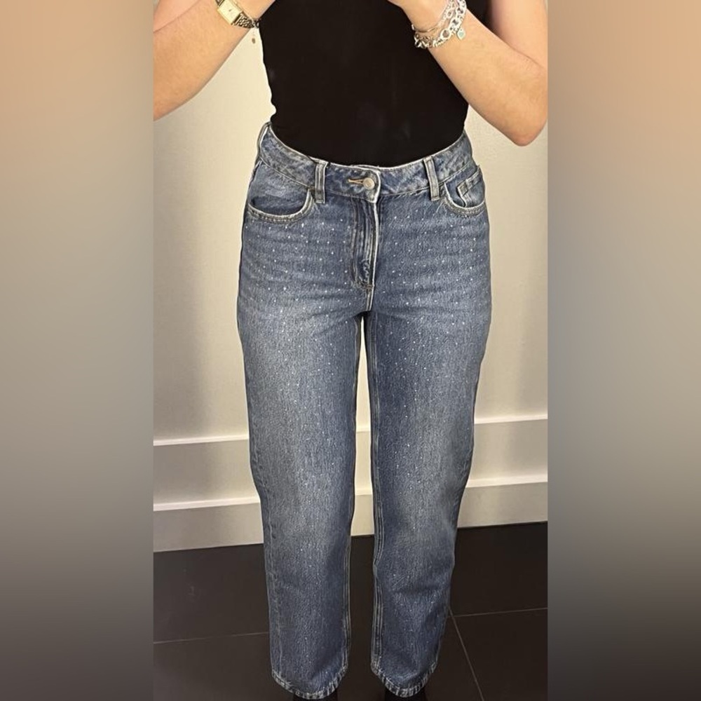 Classic Blue Denim Jeans w/Rhinestones